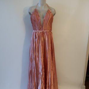 NWT Womens Ieena Mac Duggal Pink Strappy Pleated Plus Size Gown Dress 20